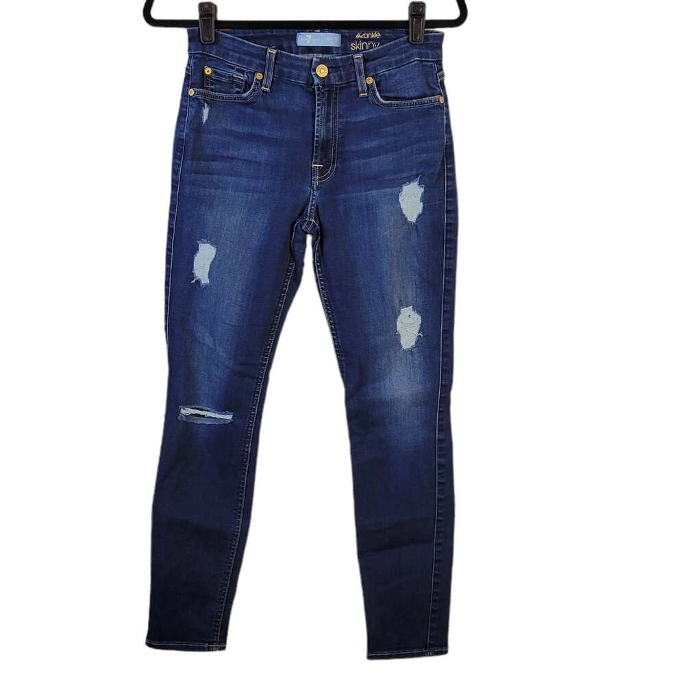 7 For All Mankind Jeans Women's 27 The Ankle Skinny Boho Grunge Festival beachy